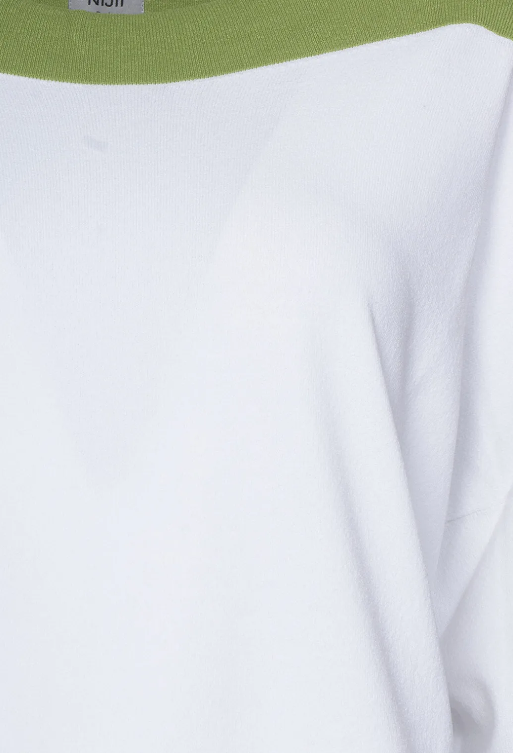 Jumper with Three Quarter Length Sleeves in White and Green