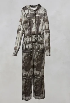 Jumpsuit in Brown Print