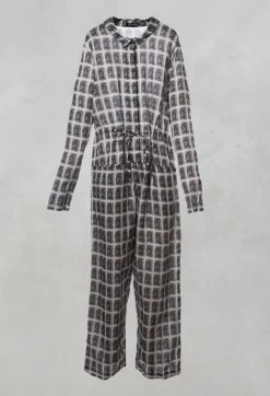 Jumpsuit in Deep Blue Print