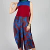 Jumpsuit Turtle Neck Sunflowers in Blue