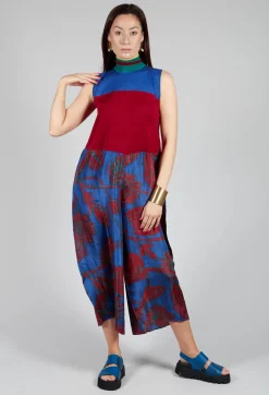 Jumpsuit Turtle Neck Sunflowers in Blue