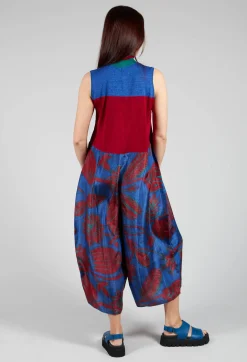 Jumpsuit Turtle Neck Sunflowers in Blue