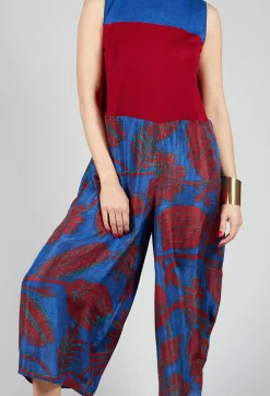 Jumpsuit Turtle Neck Sunflowers in Blue