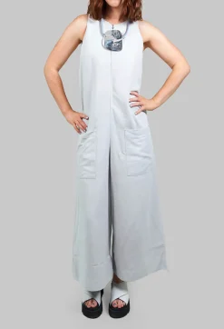 Jumpsuit with Front Zip Fastening in Light Grey