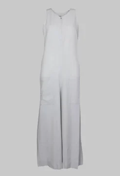 Jumpsuit with Front Zip Fastening in Light Grey
