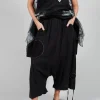 Keten Drop-Crotch Culottes in Black