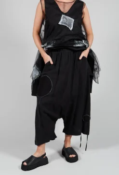 Keten Drop-Crotch Culottes in Black