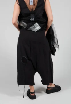 Keten Drop-Crotch Culottes in Black