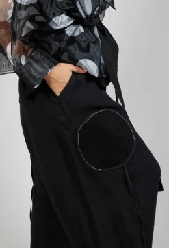 Keten Drop-Crotch Culottes in Black