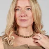 Khaki Springwire Woven Ball Necklace
