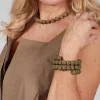 Khaki Springwire Woven Ball Bracelet