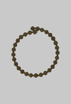 Khaki Springwire Woven Ball Necklace