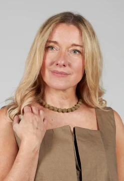 Khaki Springwire Woven Ball Necklace