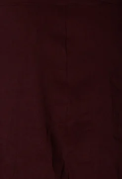 Knee Length Skirt with Folded Waistband in Burgundy
