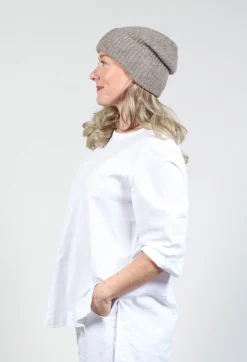 Knitted Beanie Hat in Taupe