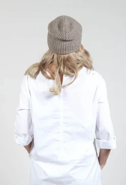 Knitted Beanie Hat in Taupe