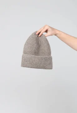 Knitted Beanie Hat in Taupe