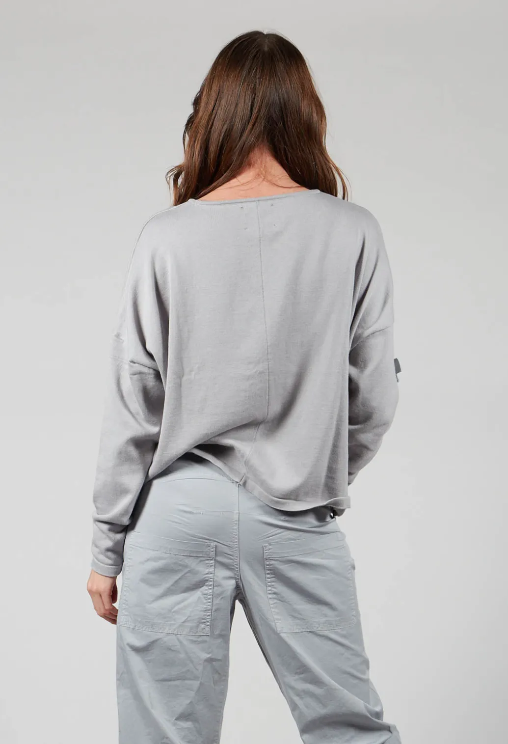 Knitted Box Jumper in Light Grey