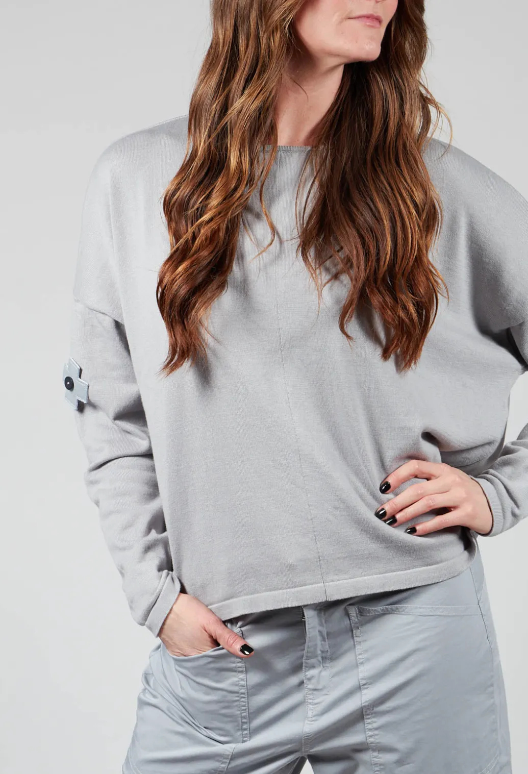 Knitted Box Jumper in Light Grey