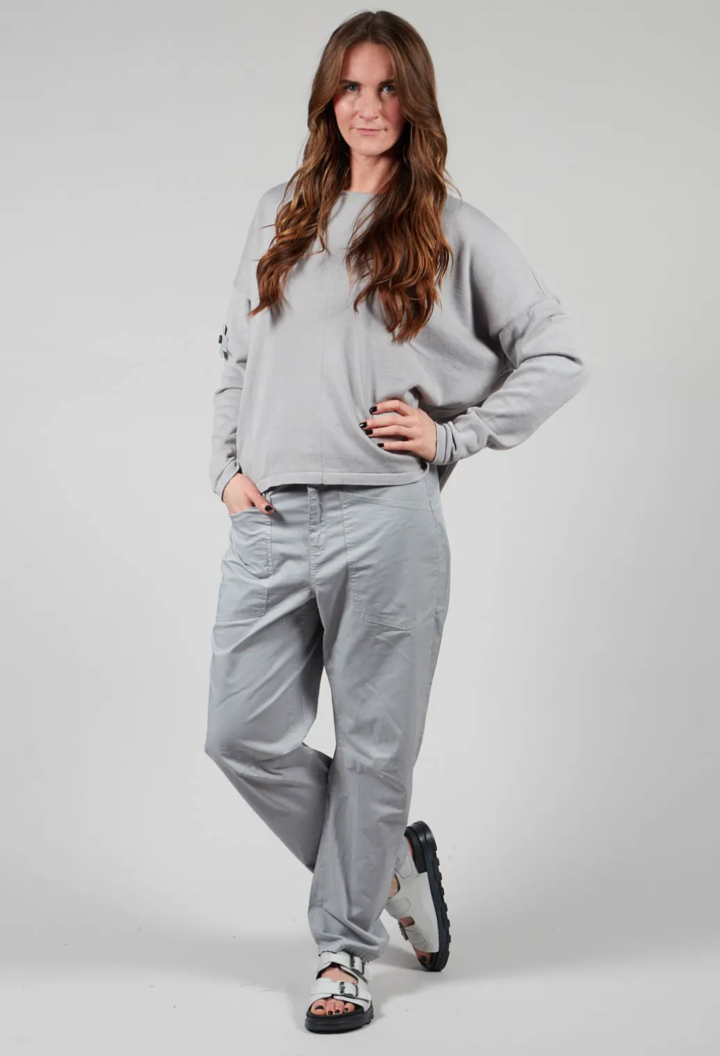 Knitted Box Jumper in Light Grey