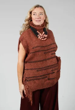 Knitted Cape in Ruggine Rust