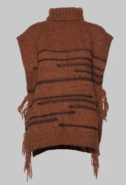 Knitted Cape in Ruggine Rust