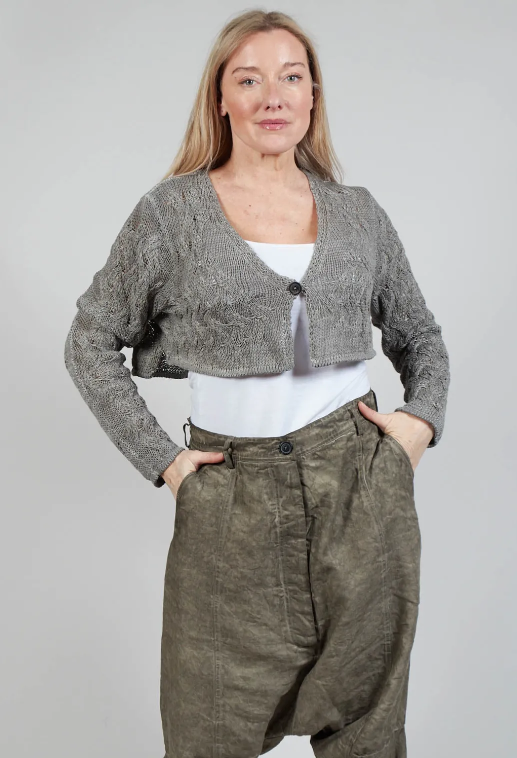 Knitted Cardigan in Hay Cloud