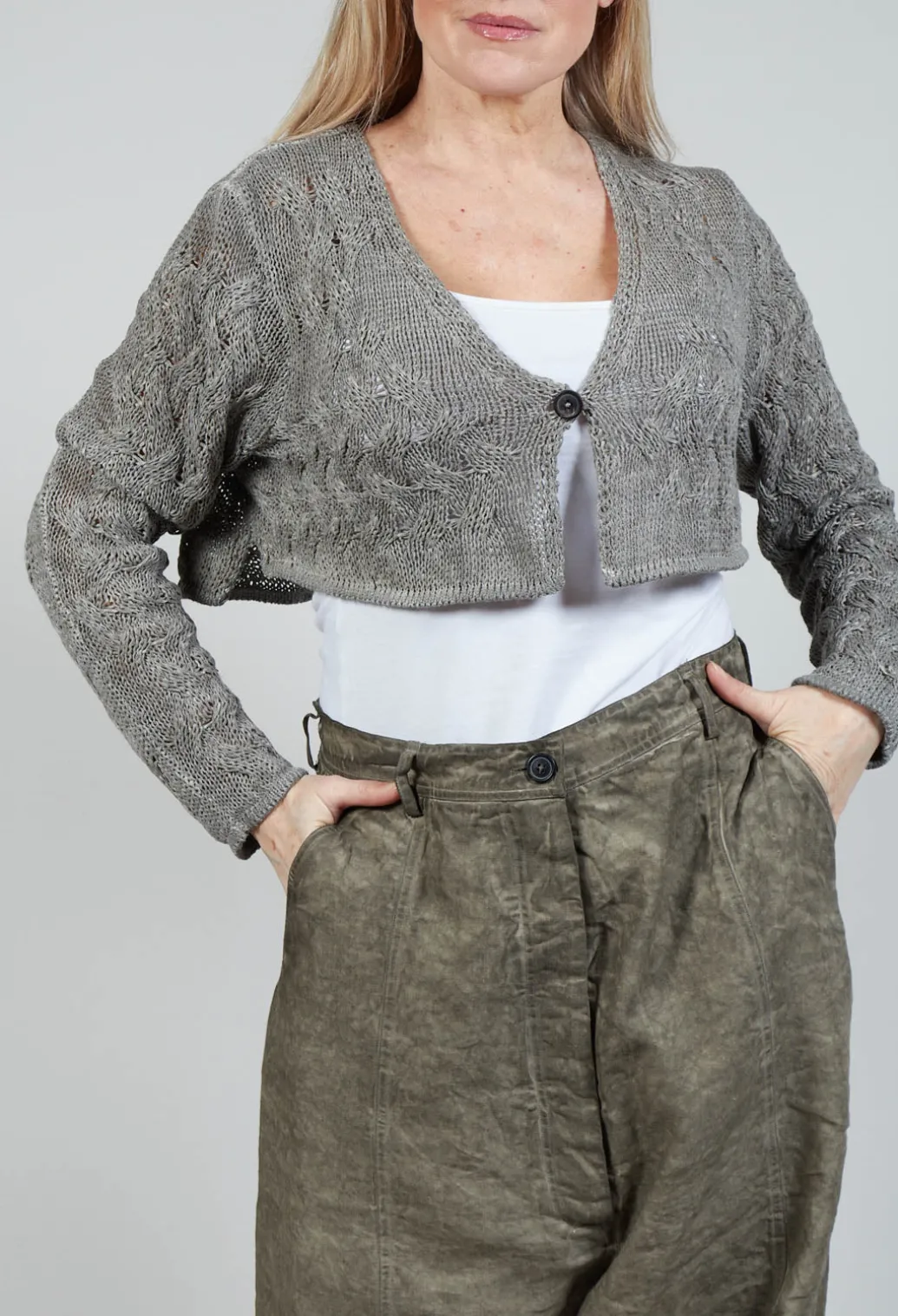 Knitted Cardigan in Hay Cloud