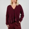 Knitted Cardigan with Frill Hem in Rumba