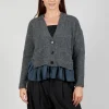 Knitted Cardigan with Frill Hem in Grey and Piomb