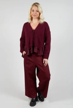 Knitted Cardigan with Frill Hem in Rumba