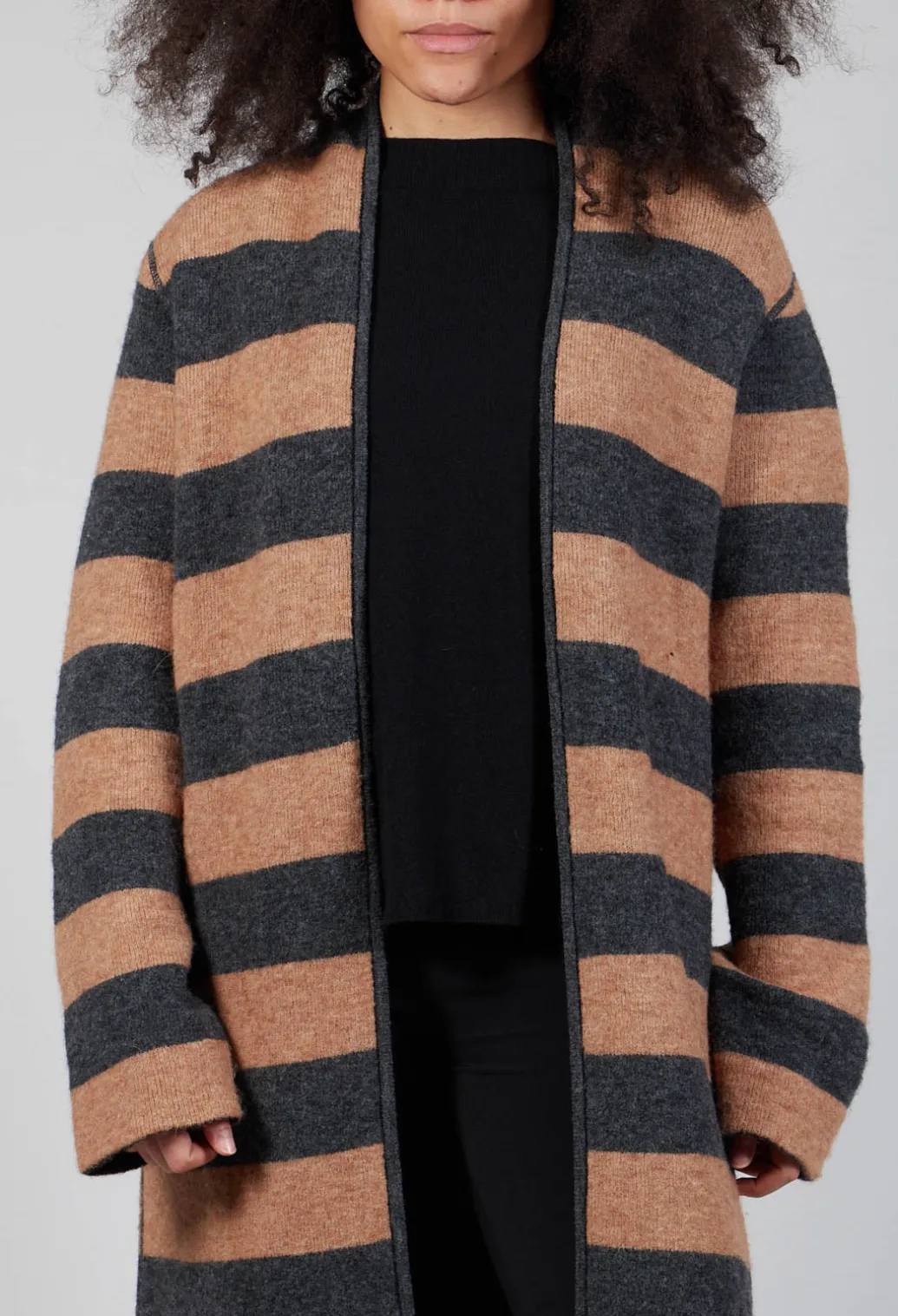 Knitted Coat in Grigio Naturale