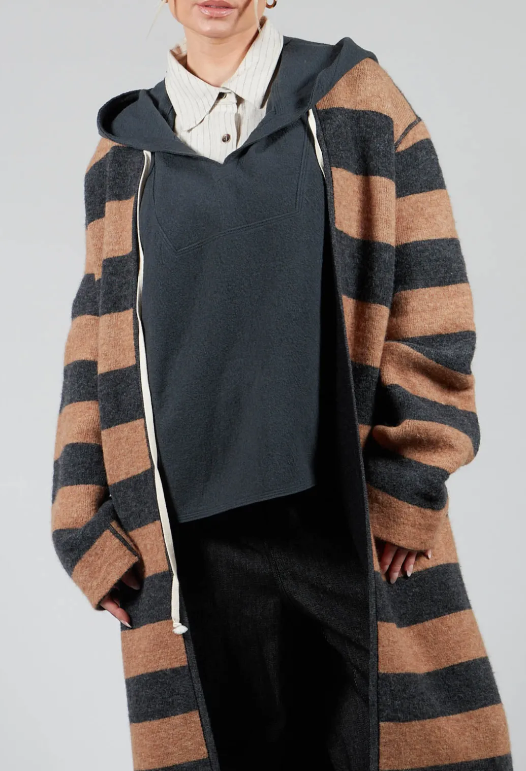 Knitted Coat in Grigio Naturale
