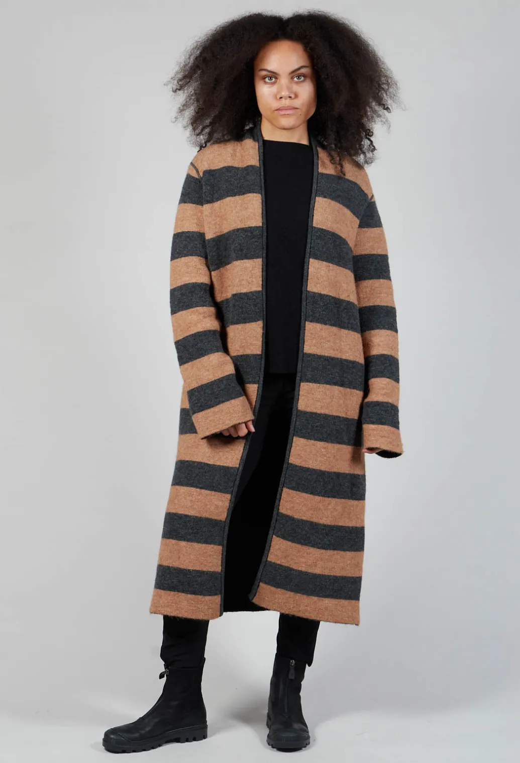 Knitted Coat in Grigio Naturale
