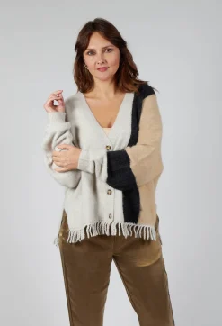 Knitted Fowler Cardigan in Greige