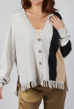 Knitted Fowler Cardigan in Greige