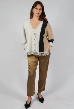Knitted Fowler Cardigan in Greige