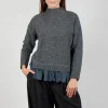 Knitted Jumper with Frill Hem in Grey and Piomb