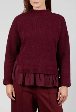 Knitted Jumper with Frill Hem in Rumba