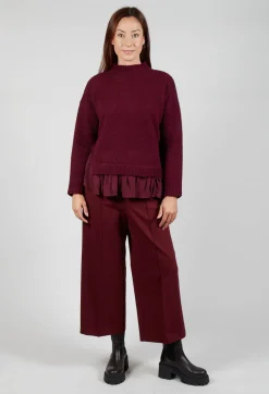 Knitted Jumper with Frill Hem in Rumba