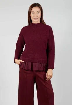 Knitted Jumper with Frill Hem in Rumba
