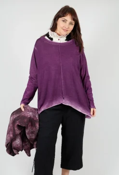 Knitted Slouch Jumper in Purple