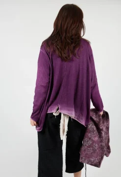 Knitted Slouch Jumper in Purple