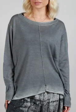 Knitted Slouch Jumper in Grey