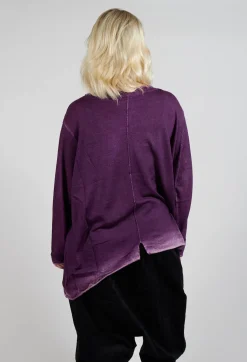 Knitted Slouch Jumper in Purple