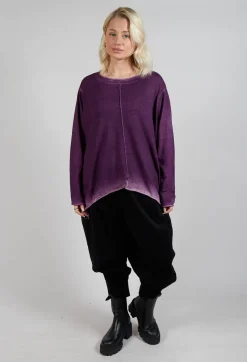 Knitted Slouch Jumper in Purple