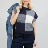 Knitted Vest Checked Jaquard in Navy
