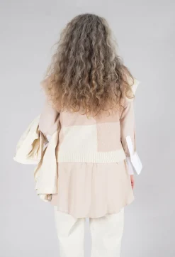 Knitted Vest Checked Jaquard in Beige