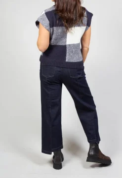 Knitted Vest Checked Jaquard in Navy