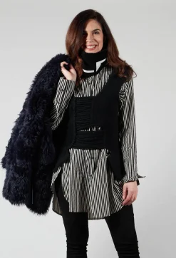 Knitted Vest with Ladder Feature in Black